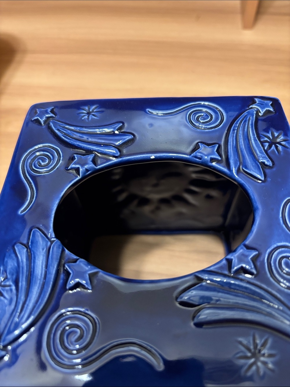 Decorative Blue Ceramic Sun & Moon Tissue Box Cover - celestial astrology 90’s - Picture 8 of 9